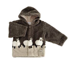 Brown and Tan Infant Coat Jacket with Hood Size 6 Months NWT Boutique Designer